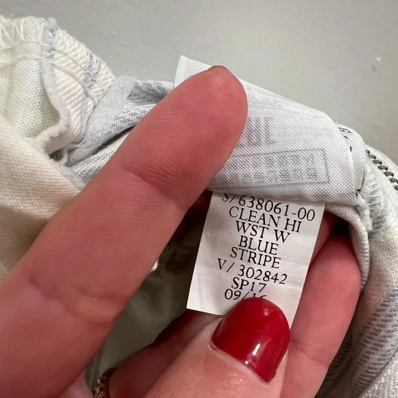 GAP Wide-leg Crop High Rise Chinos Blue and White Stripe - Picture 3 of 15